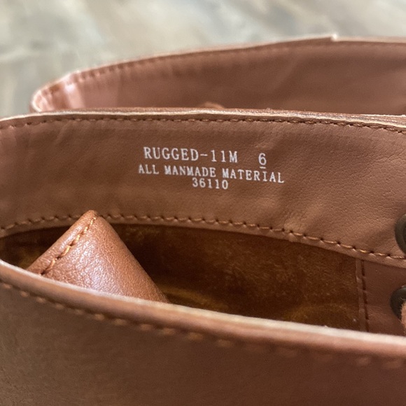 Bamboo Brown Lace Up Combat Boots 6 - Picture 6 of 9